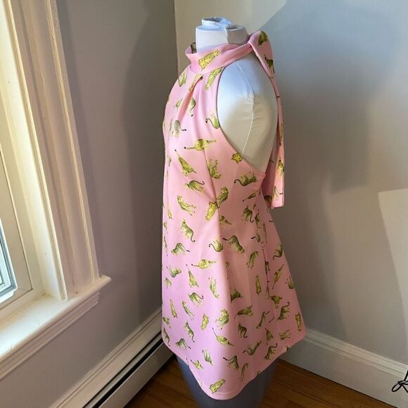 Asos Trapeze Halter Cheetah Dress! Backless! Bubblegum Pink! Small - Picture 4 of 9